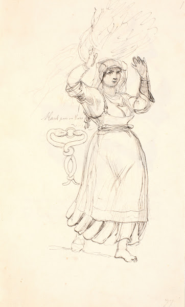 Italiensk bondekone med et knippe kvas på hovedet Studie af en hank forestillend