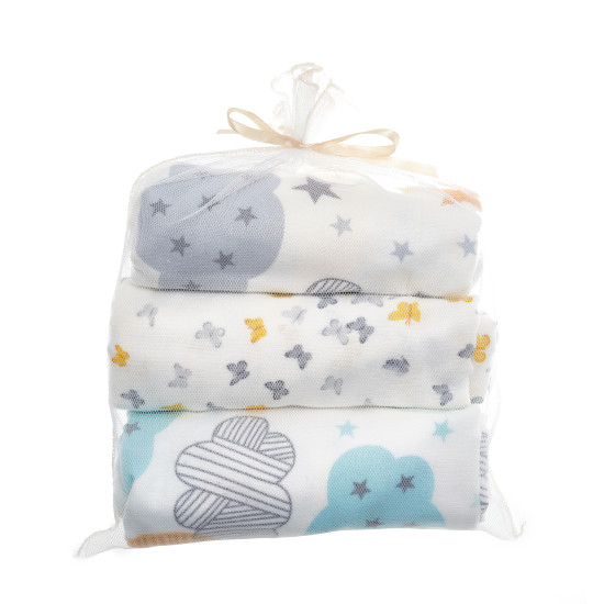 Diaper Twins flannel 110x80 new print 3 pcs multicolor