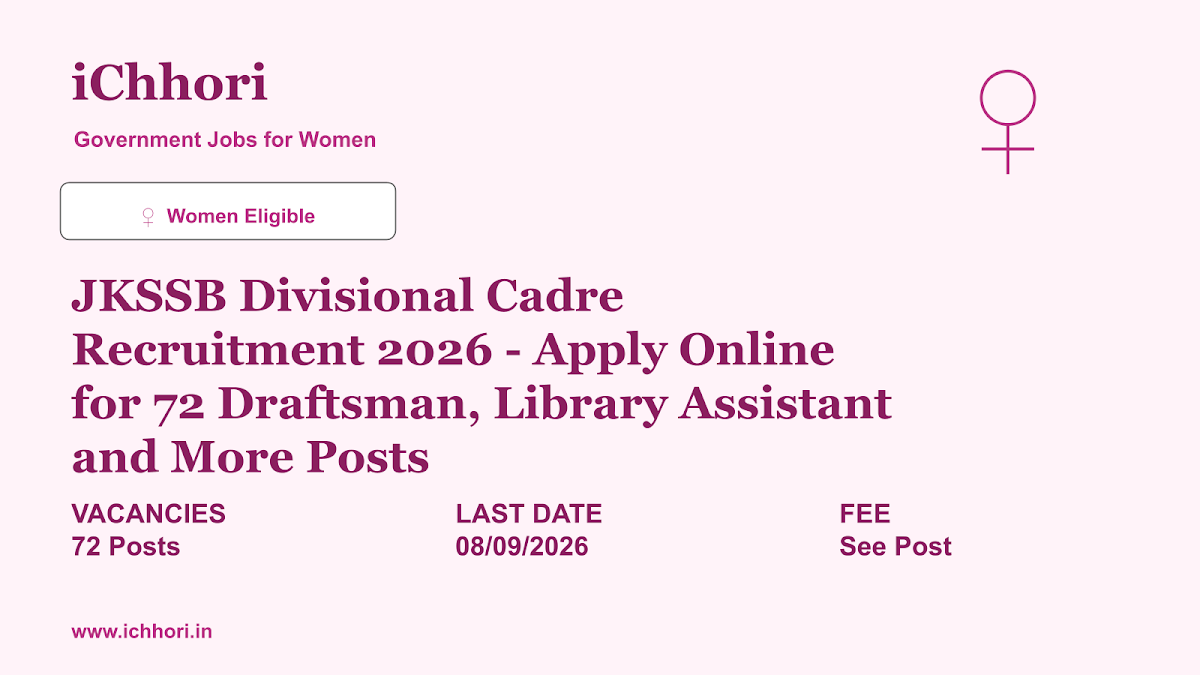JKSSB Divisional Cadre Recruitment 2026 - Apply Online for 72 Draftsman, Library Assistant and More Posts - iChhori