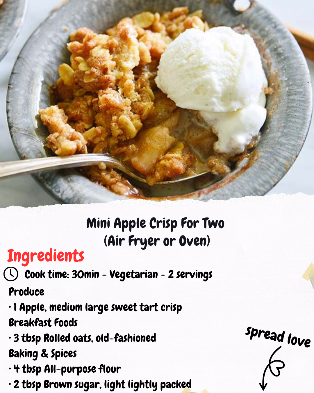 Mini Apple Crisp For Two (Air Fryer or Oven)
