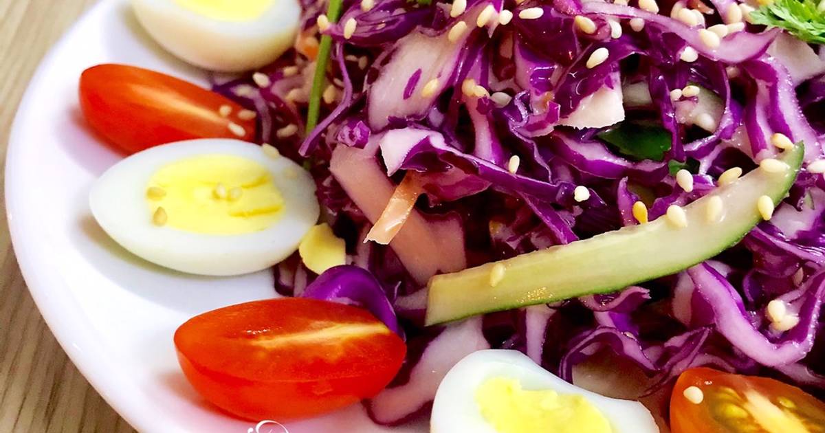 Salad Bắp Cải Tím Trộn Xốt Mè Đen