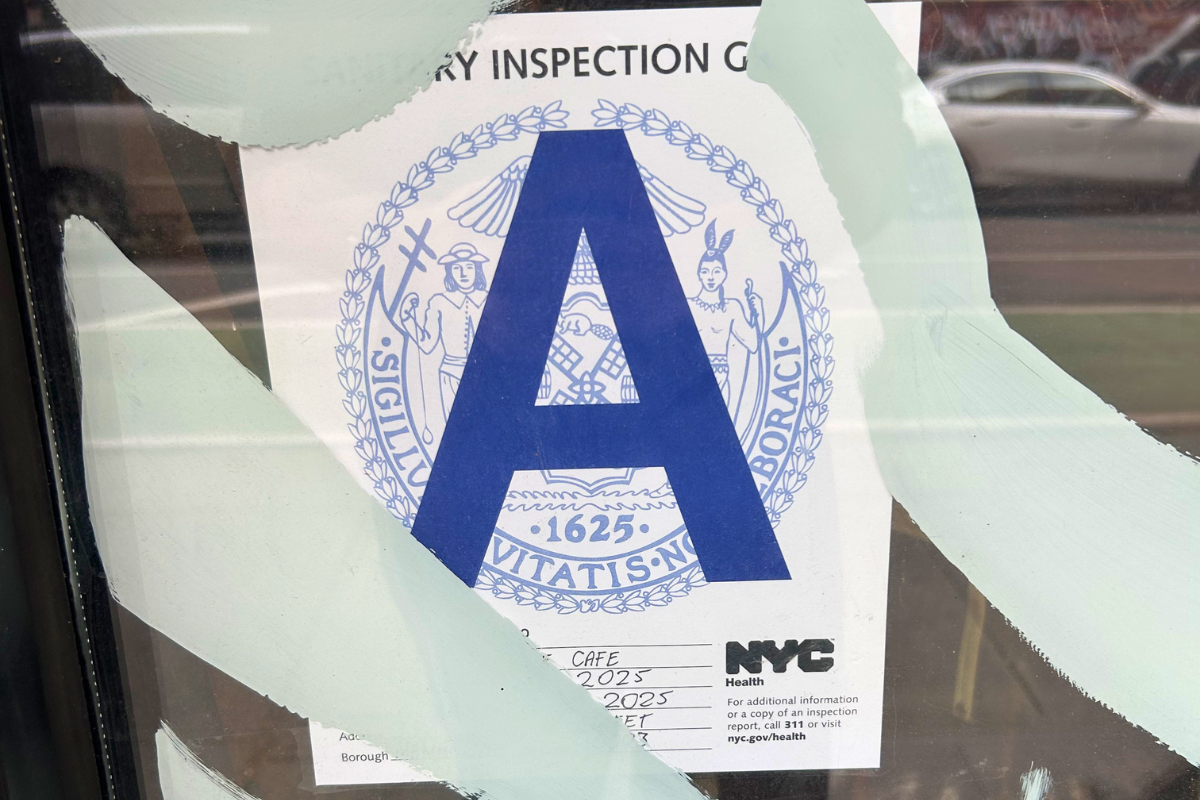 A New York City Department of Health and Mental Hygiene letter grade certificate, the same kind of public-facing sticker the proposed accessibility inspection system would use
