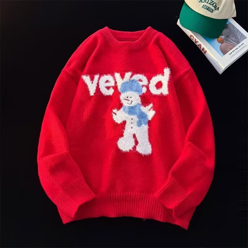 Christmas Knitted Sweater for Men, Snowman Motif