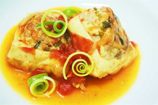 Đậu Hũ Nhồi Thịt Sốt Cà Chua