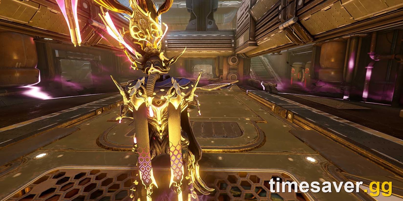 A Warframe standing inside Gloom's dark area-of-effect aura, slowing surrounding enemies