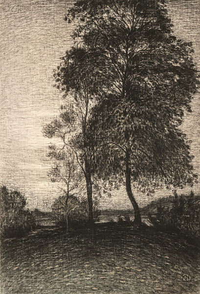 Landscape at Dusk with Trees