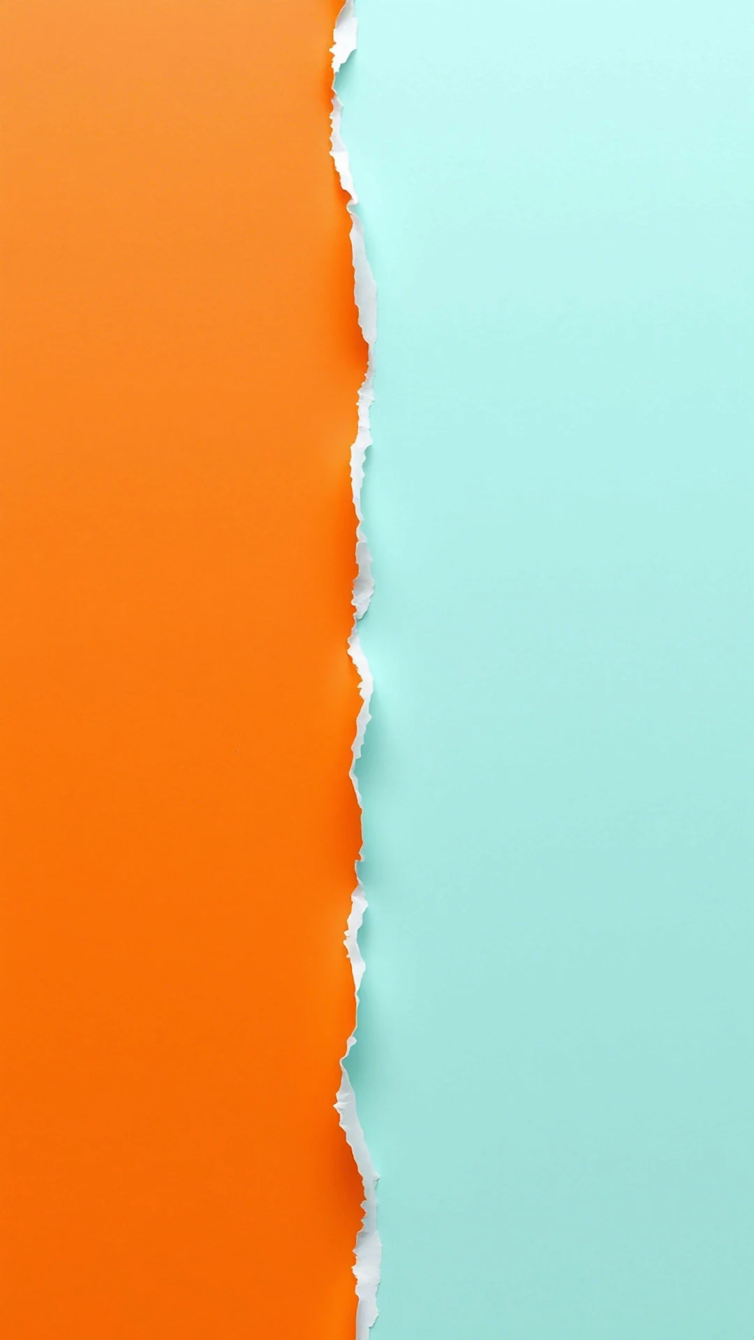 Vibrant Orange and Aqua Torn Paper Edge Contrast Design - Free 4K mobile Wallpaper