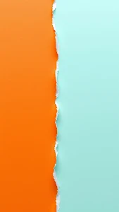 Vibrant Orange and Aqua Torn Paper Edge Contrast Design