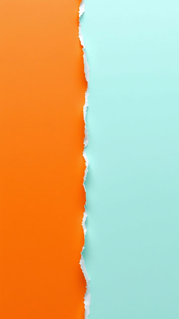 Vibrant Orange and Aqua Torn Paper Edge Contrast Design - Free mobile Wallpaper