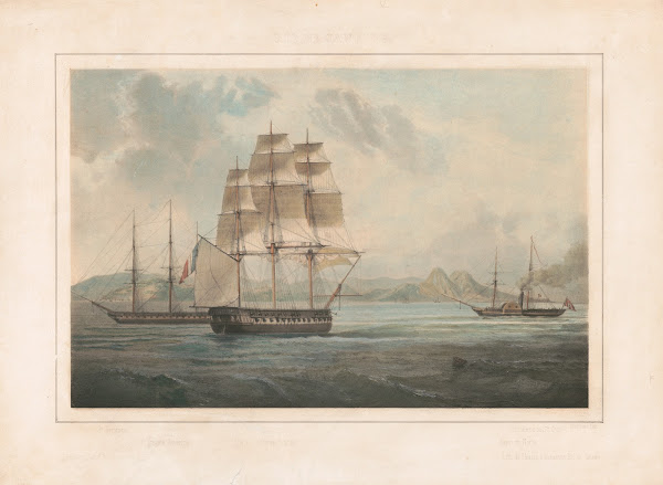 Frigate America  frigate La Rein Blanche 19th century