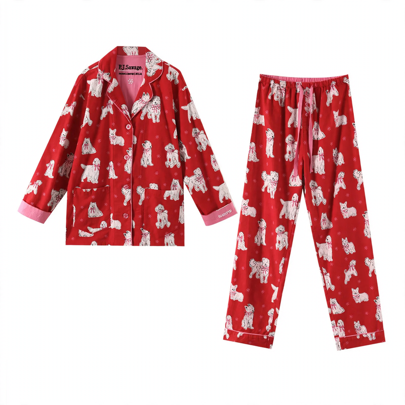 Women's Pajamas, Cotton, Double-Sided Brushed, Warm