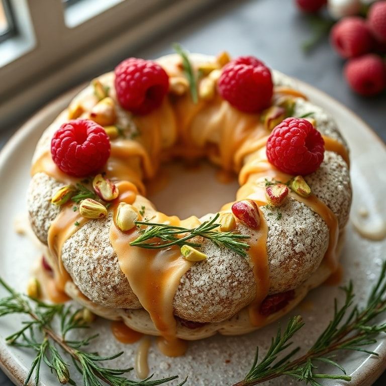 Raspberry and Pistachio Wreath Recipe: A Festive Vegan Treat – Easy Homemade Delight finished