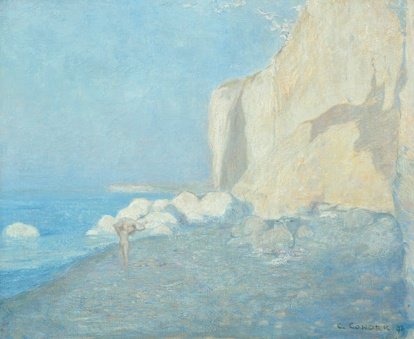 Marine Mer bleue et falaise 1893