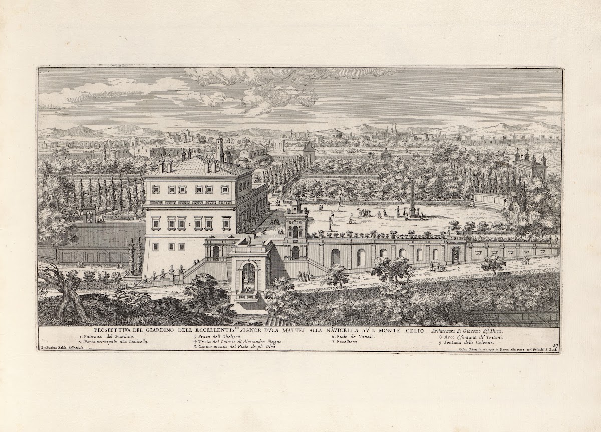 Li giardini di Roma con le loro piante alzate e vedvte in prospettiva Pl16 17th