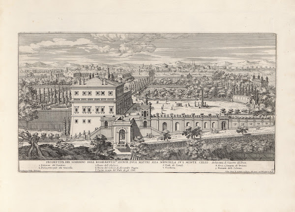 Li giardini di Roma con le loro piante alzate e vedvte in prospettiva Pl16 17th