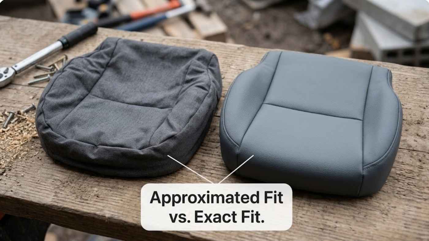 Custom-style eco-leather seat cover fitted to the exact seat shape of a 2027 Chevrolet Silverado 1500