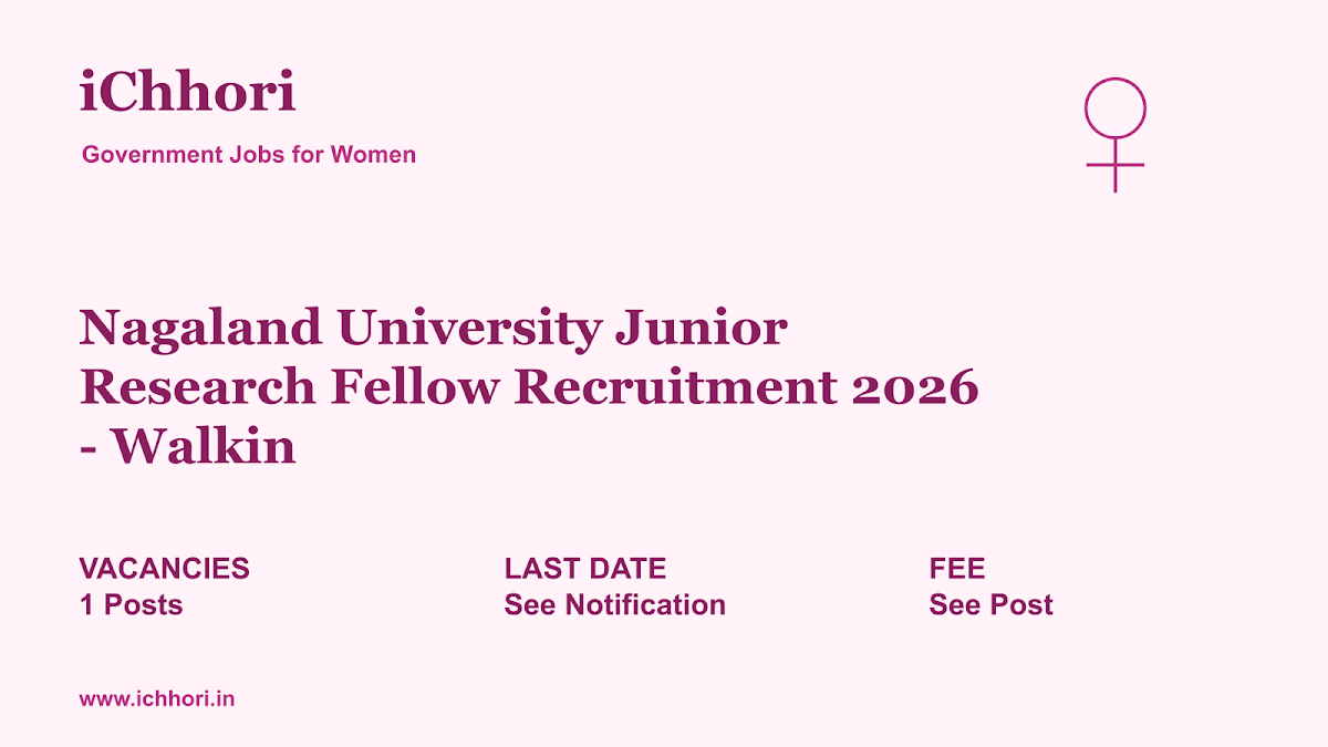 Nagaland University Junior Research Fellow Recruitment 2026 - Walkin - iChhori