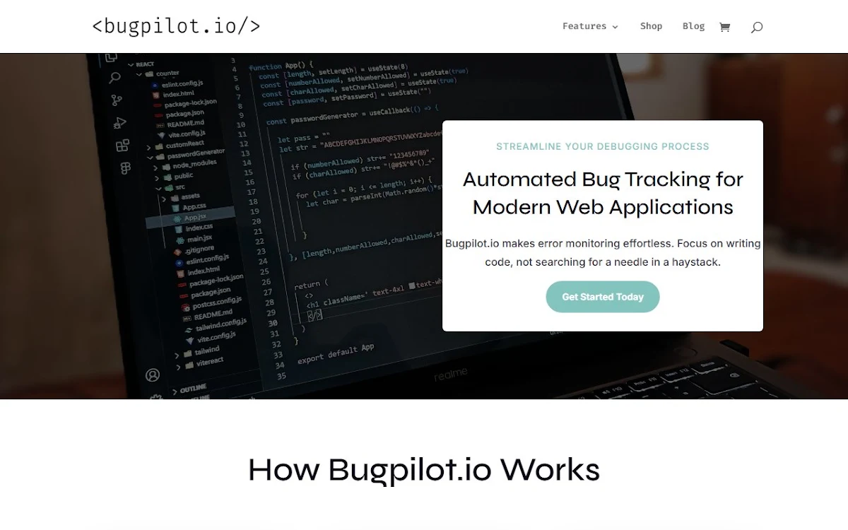 Captura de bugpilot.io