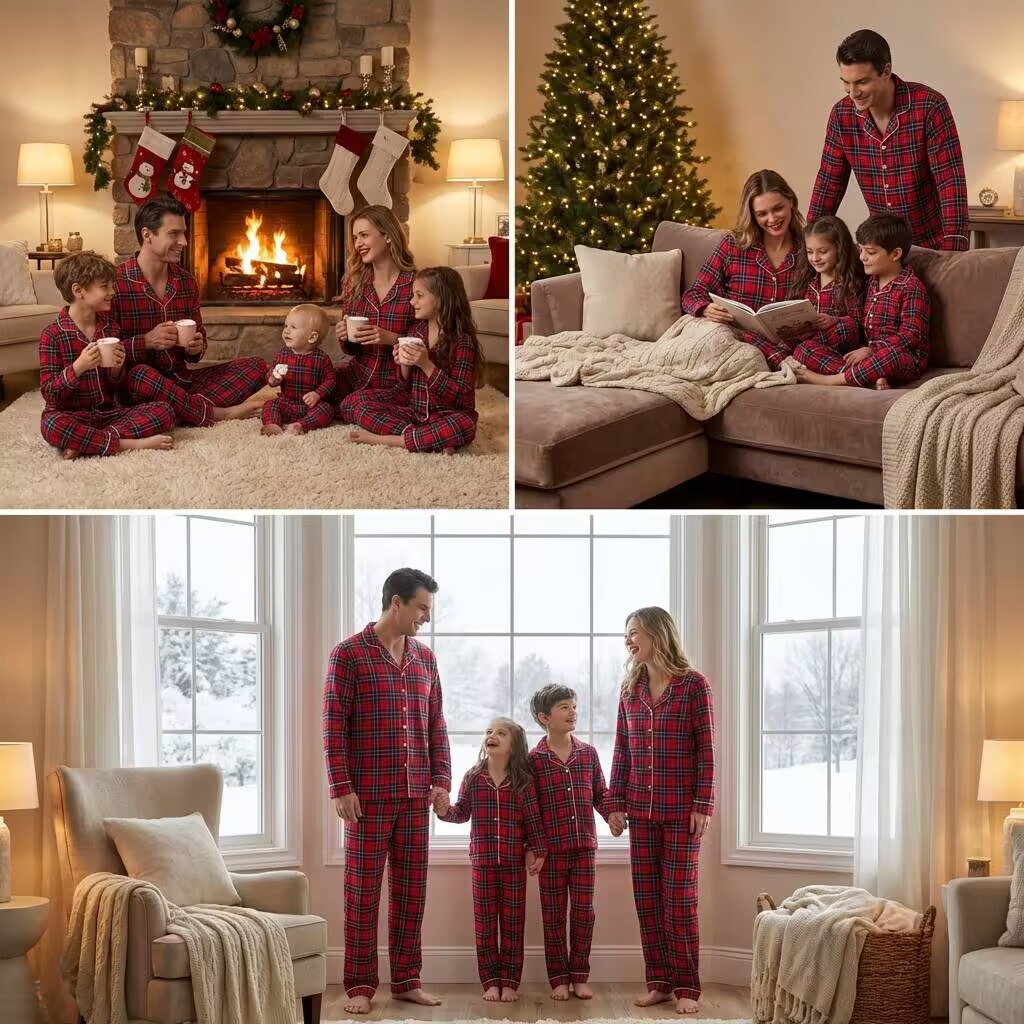 Luxurious Family Pajama Set with Collar