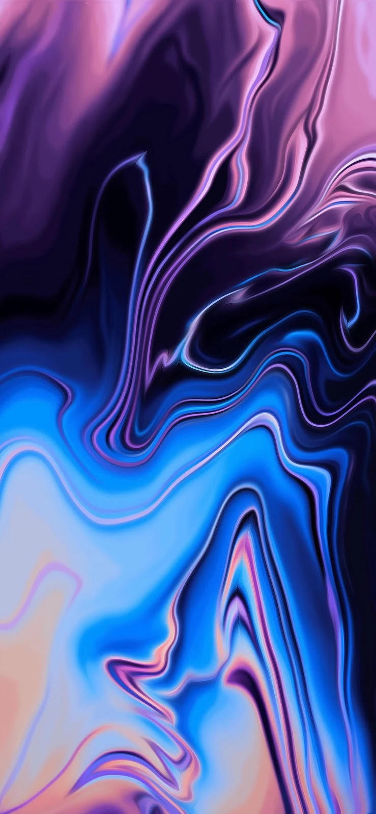 Purple And Blue Liquid Waves - Digital Art 4K iPhone Wallpaper (2500x5413)