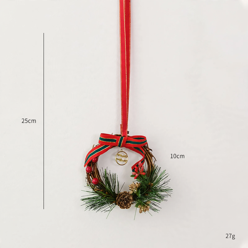 Mini Christmas Wreath with Pinecones and Bells