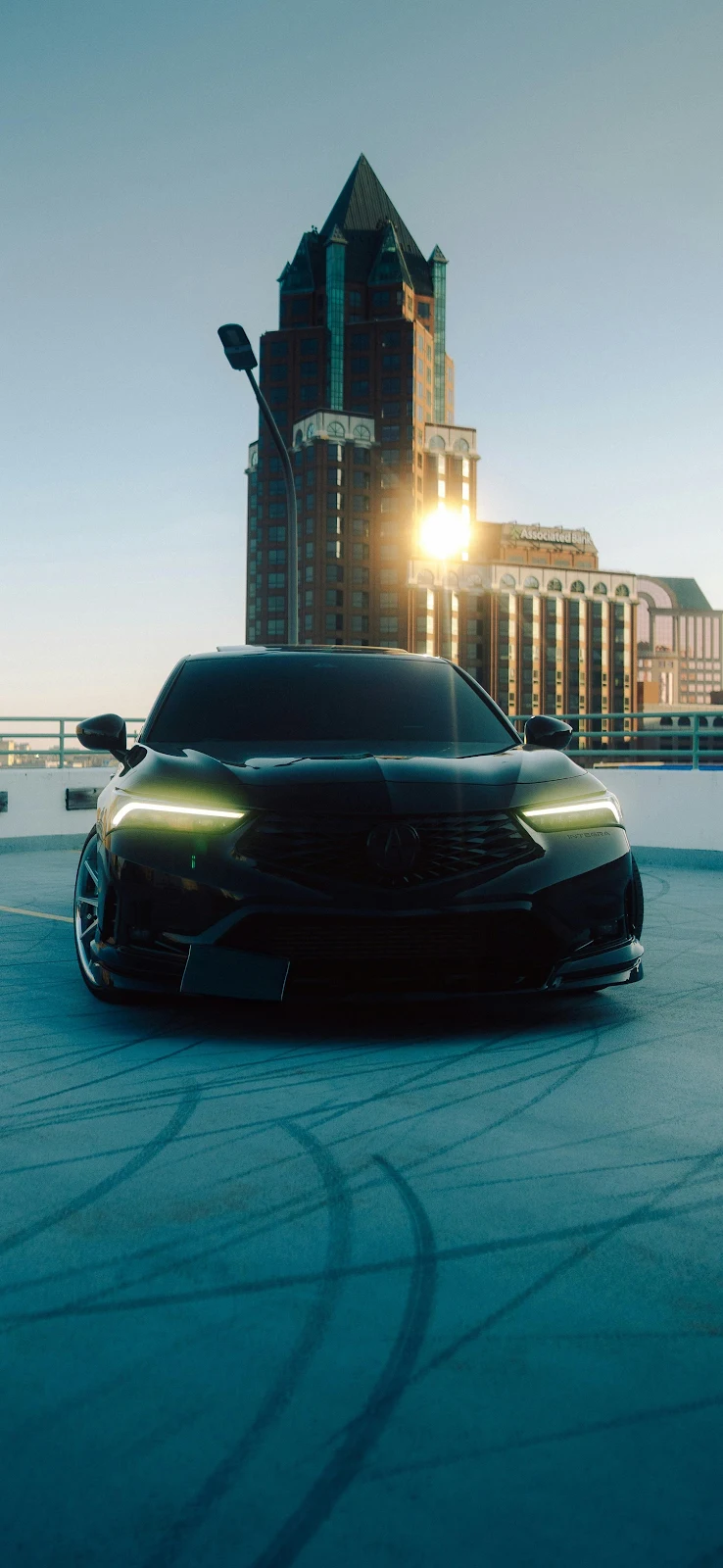Black Acura Integra At Sunset - Automotive Photography 4K iPhone Wallpaper (2244x4862)