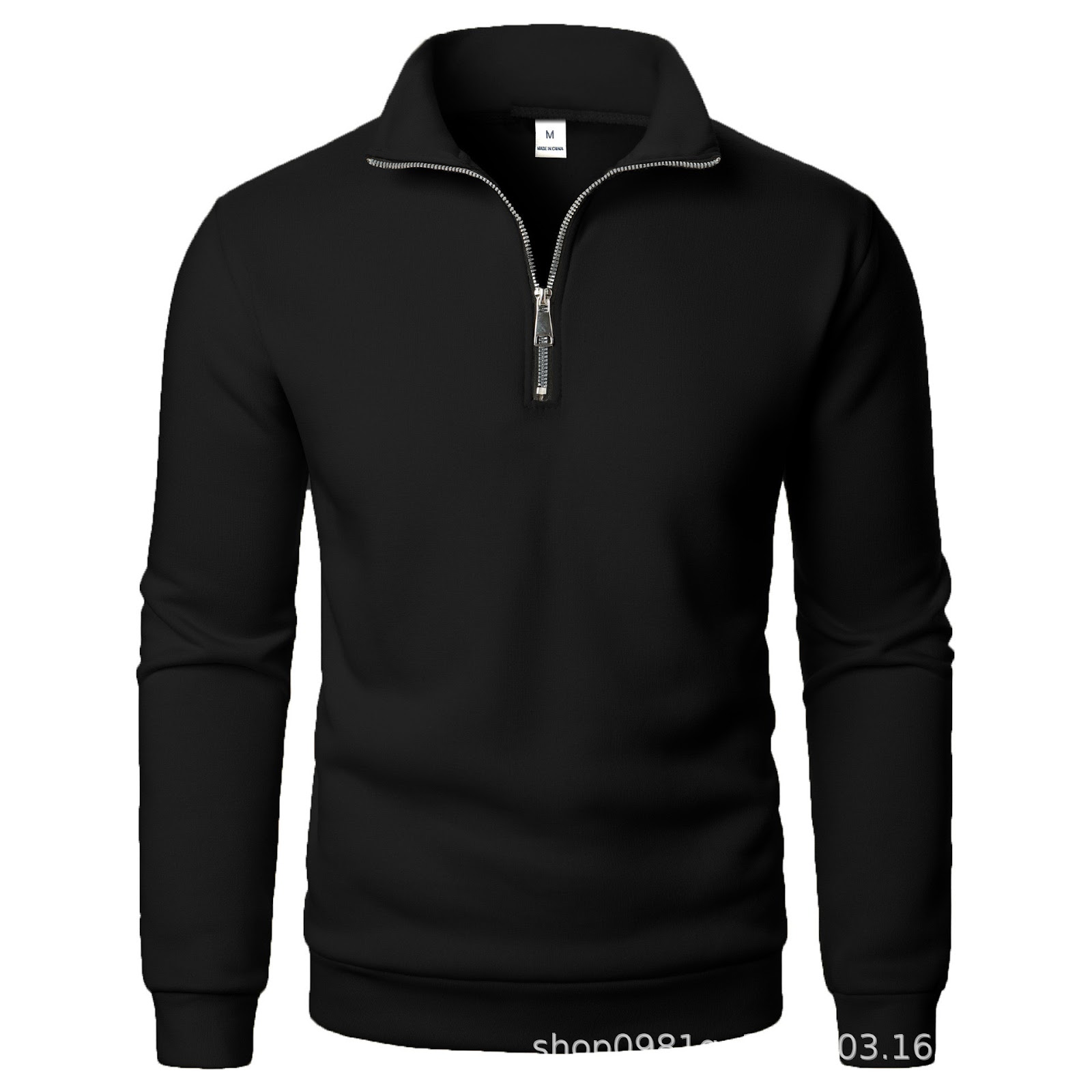 Gefüttertes Stehkragen-Sweatshirt mit Viertel-Reißverschluss