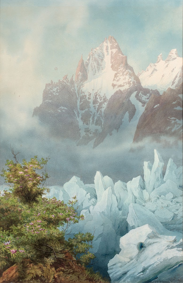 Les Grands Charmoz au dessus de la Mer de Glace Chamonix