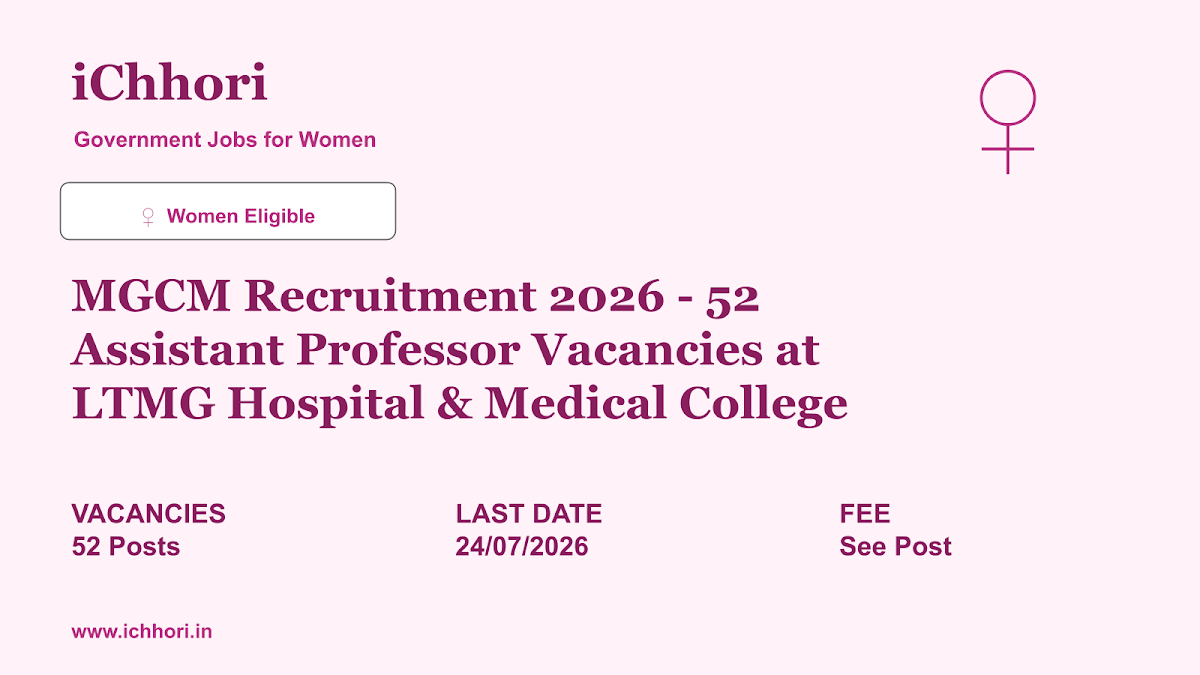 MGCM Recruitment 2026 - 52 Assistant Professor Vacancies at LTMG Hospital & Medical College - iChhori