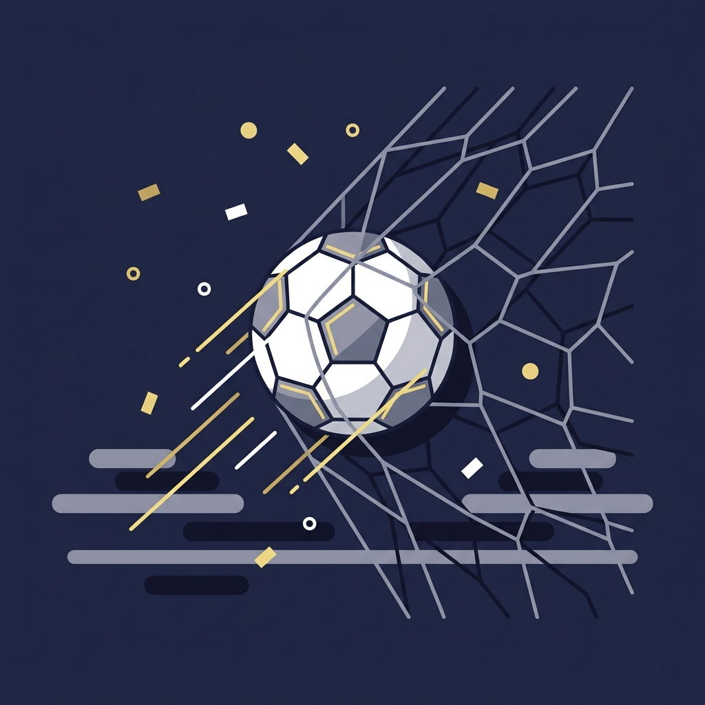 Minimalist 2D vector close up of a soccer ball in the net with motion lines and confetti on dark Funded Plays background bournemouth v nottingham forest prediction