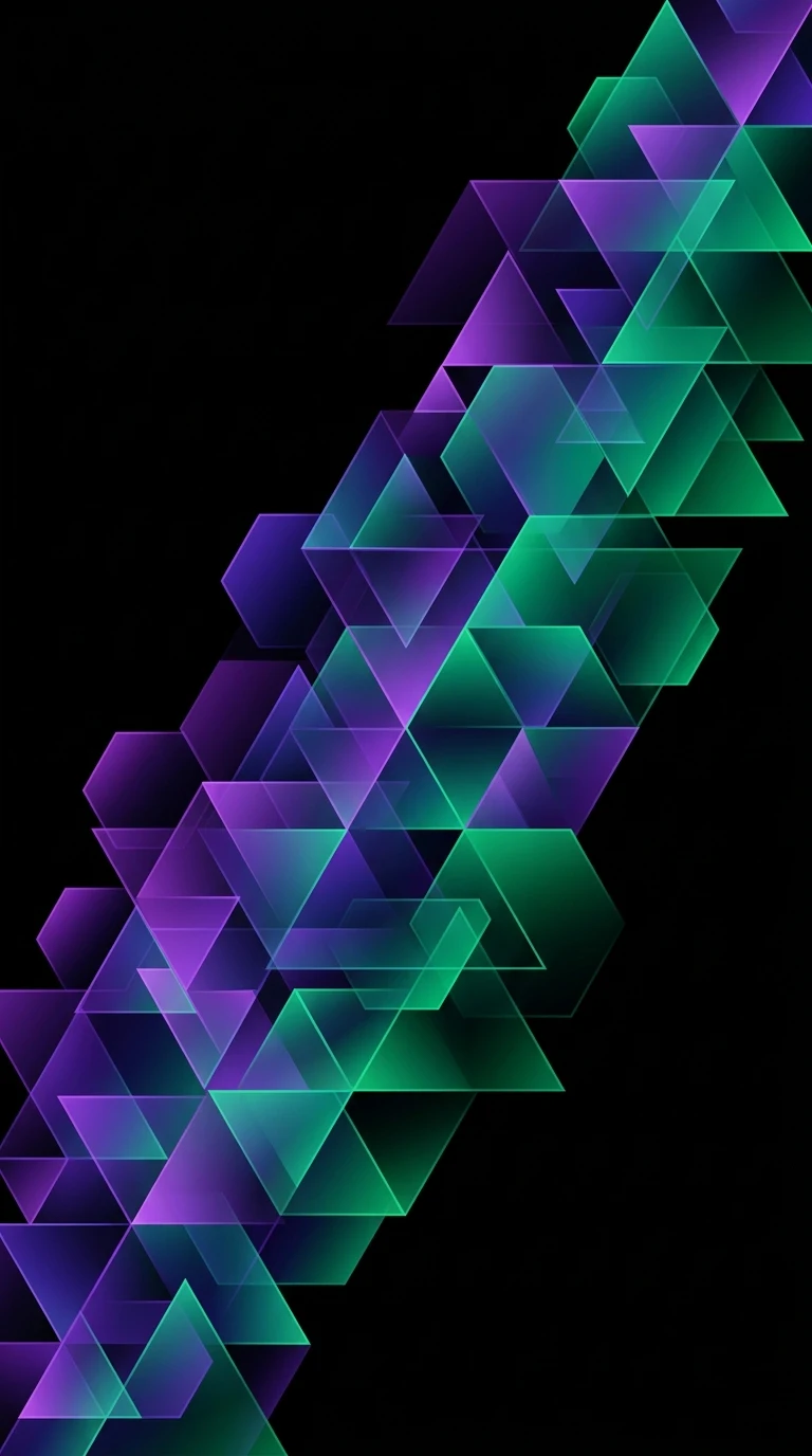Modern Geometric Shapes with Purple to Green Gradients - Free 4K mobile Wallpaper