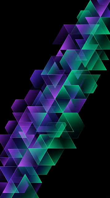 Modern Geometric Shapes with Purple to Green Gradients - Free mobile Wallpaper