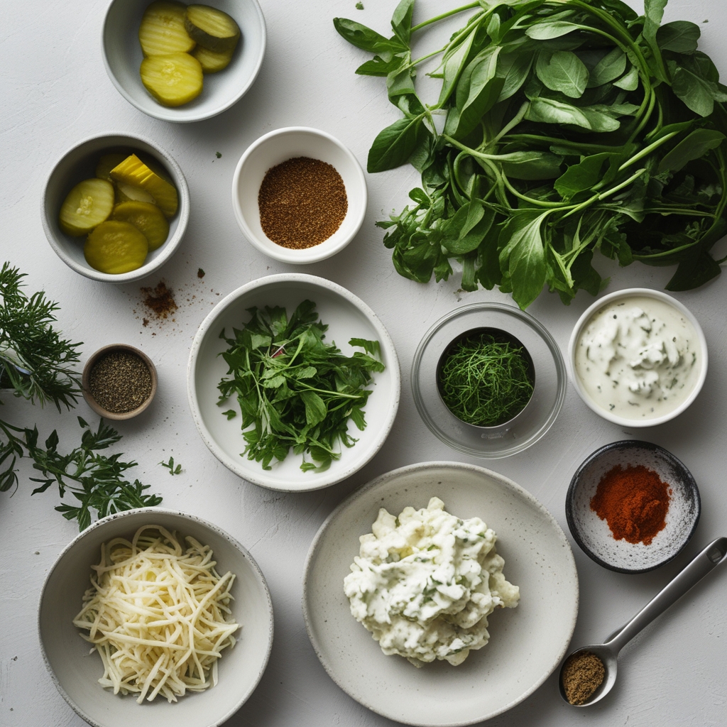 Ingredients for Healthy Dill Pickle Cottage Cheese Ranch Recipe: Easy & Flavorful Snack or Side