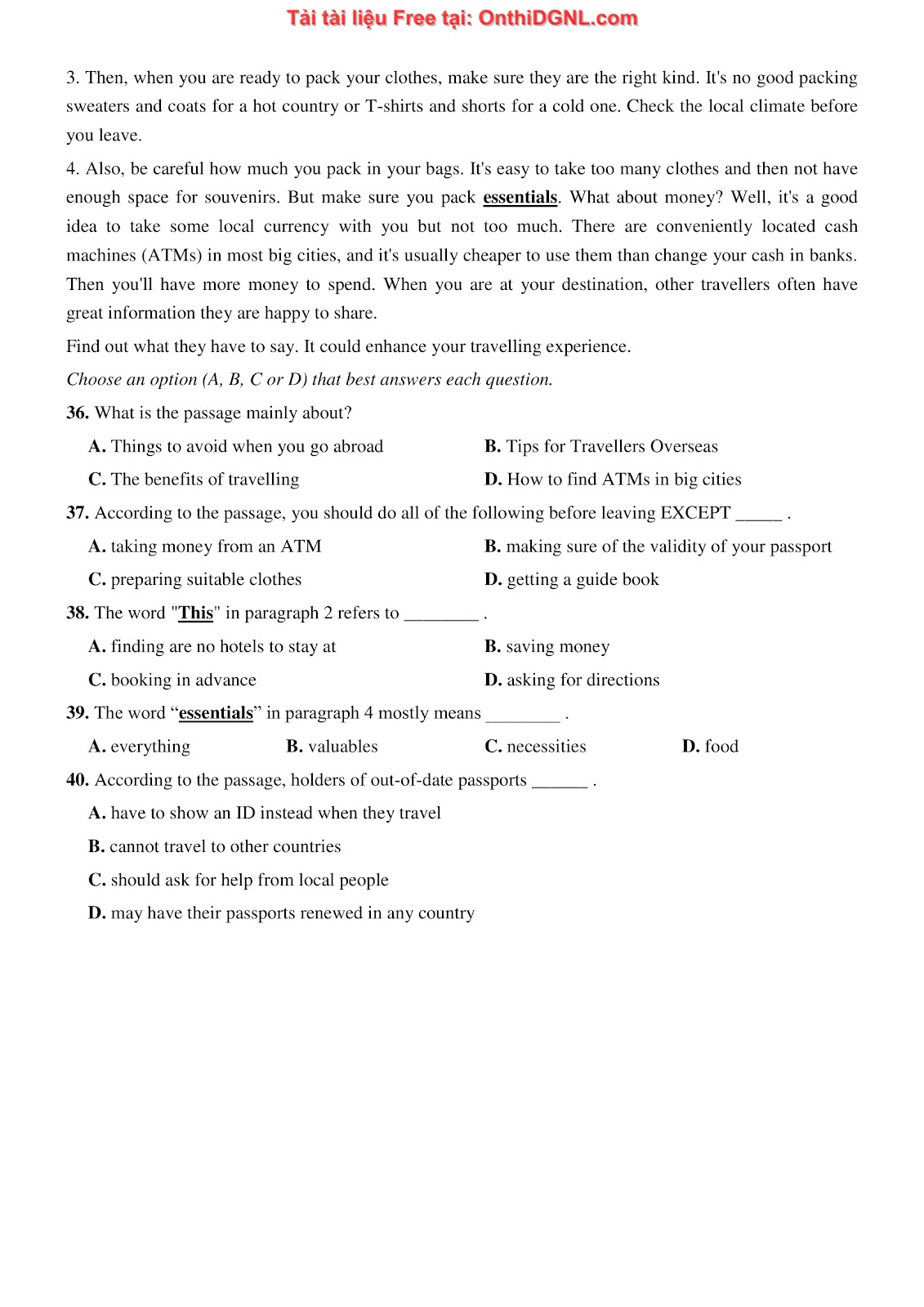 800 bài tập môn Tiếng Anh - Ôn thi ĐGNL ĐHQG TP HCM Phần 24