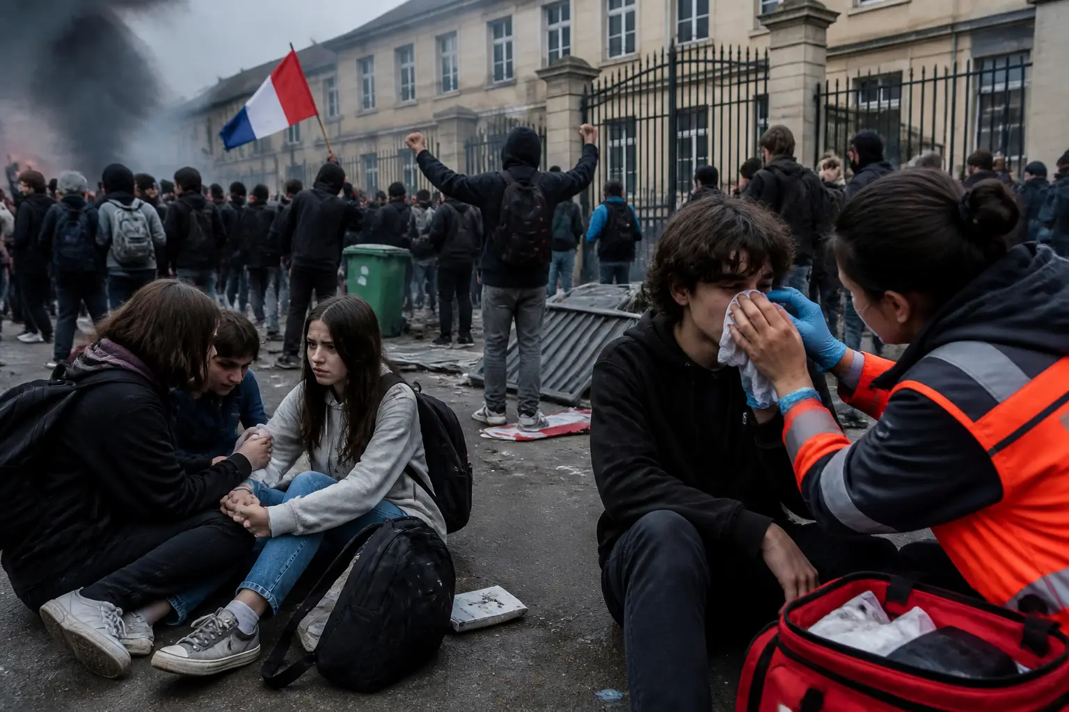 Editorial image for French school protests leave nearly 200 students injured as closures continue