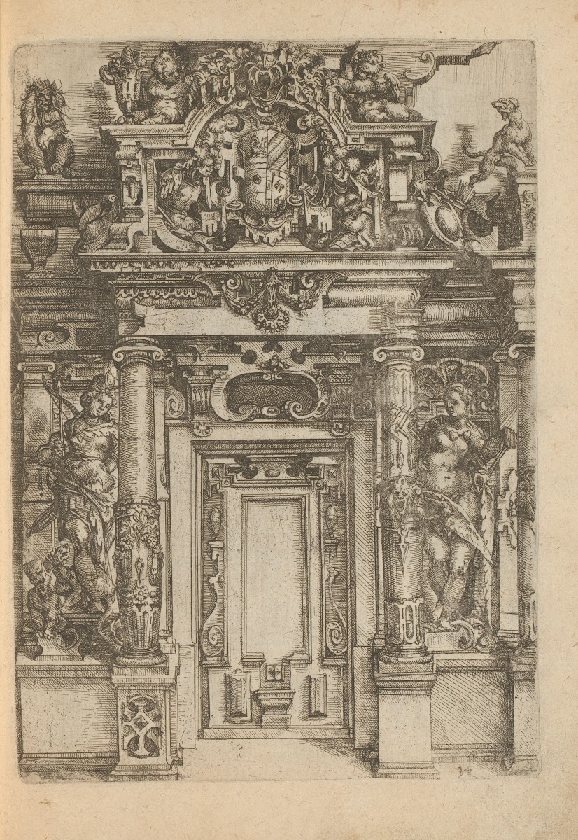 Portal With Niches Containing Statues Of Diana And Venus And At The Top A Coat O