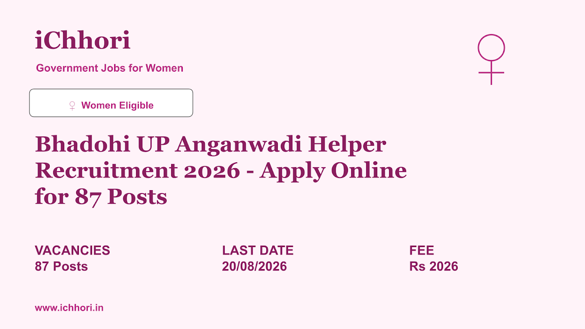 Bhadohi UP Anganwadi Helper Recruitment 2026 - Apply Online for 87 Posts - iChhori