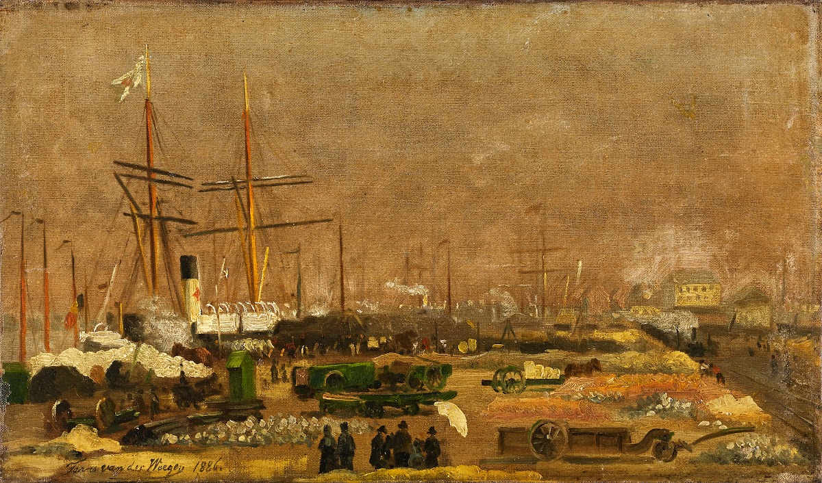 Havenscene te Antwerpen 1886