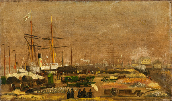 Havenscene te Antwerpen 1886