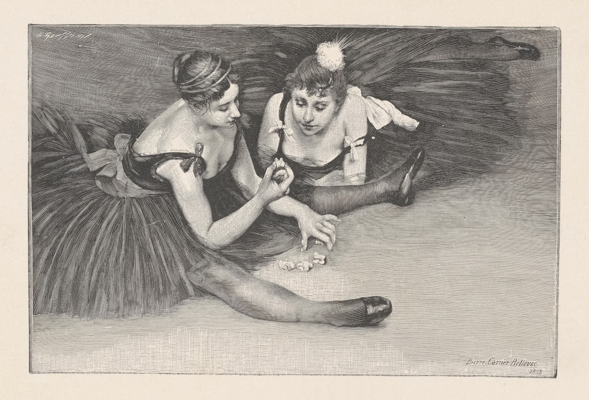In the greenroom danseuses playing with osselets 1893