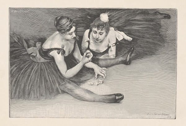 In the greenroom danseuses playing with osselets 1893