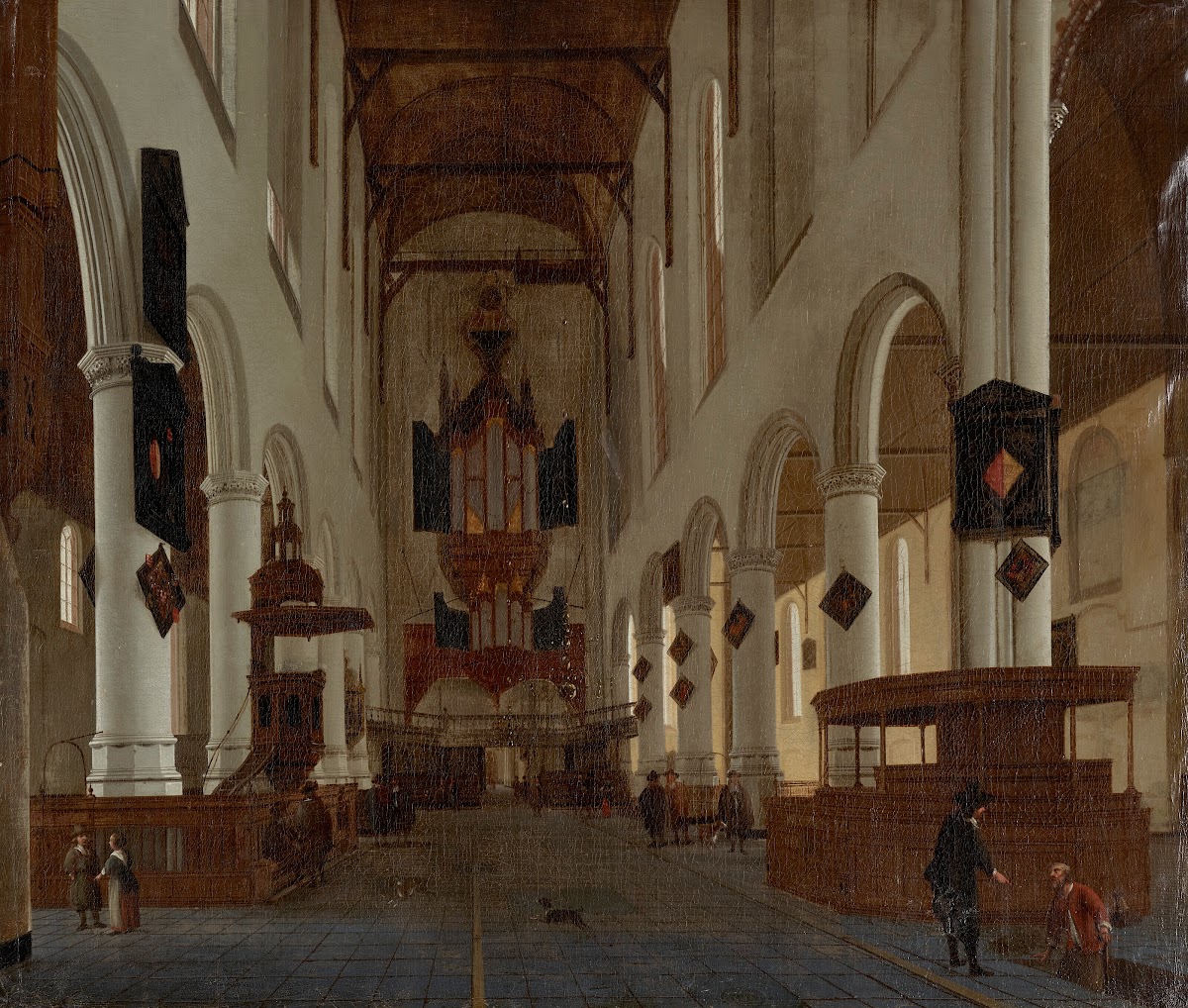 An interior of the Oude Kerk Delft looking west