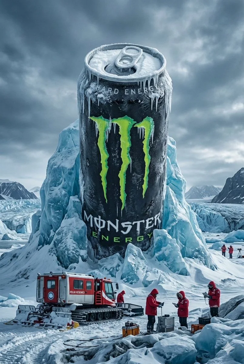 Monumento a la lata de energía Arctic Monster