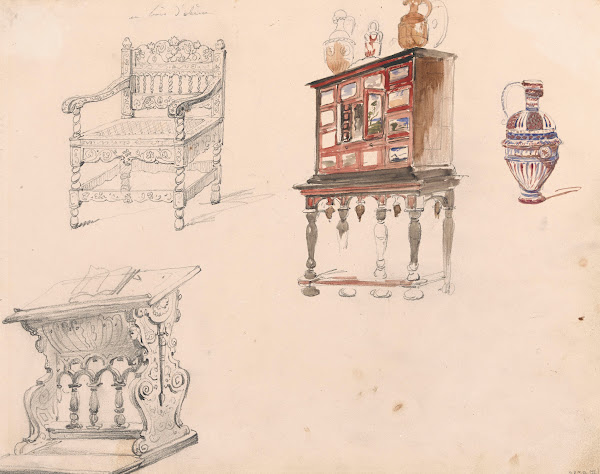 Chair Prie dieu Cabinet and Jug