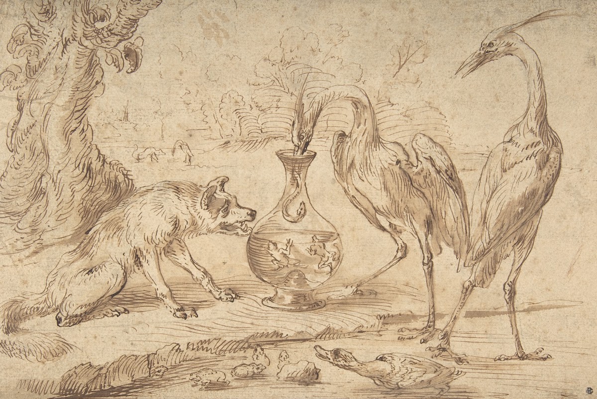 Fox With Two Herons ca 163040