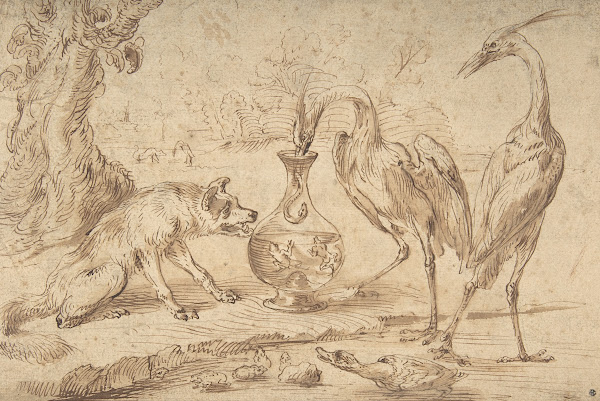 Fox With Two Herons ca 163040