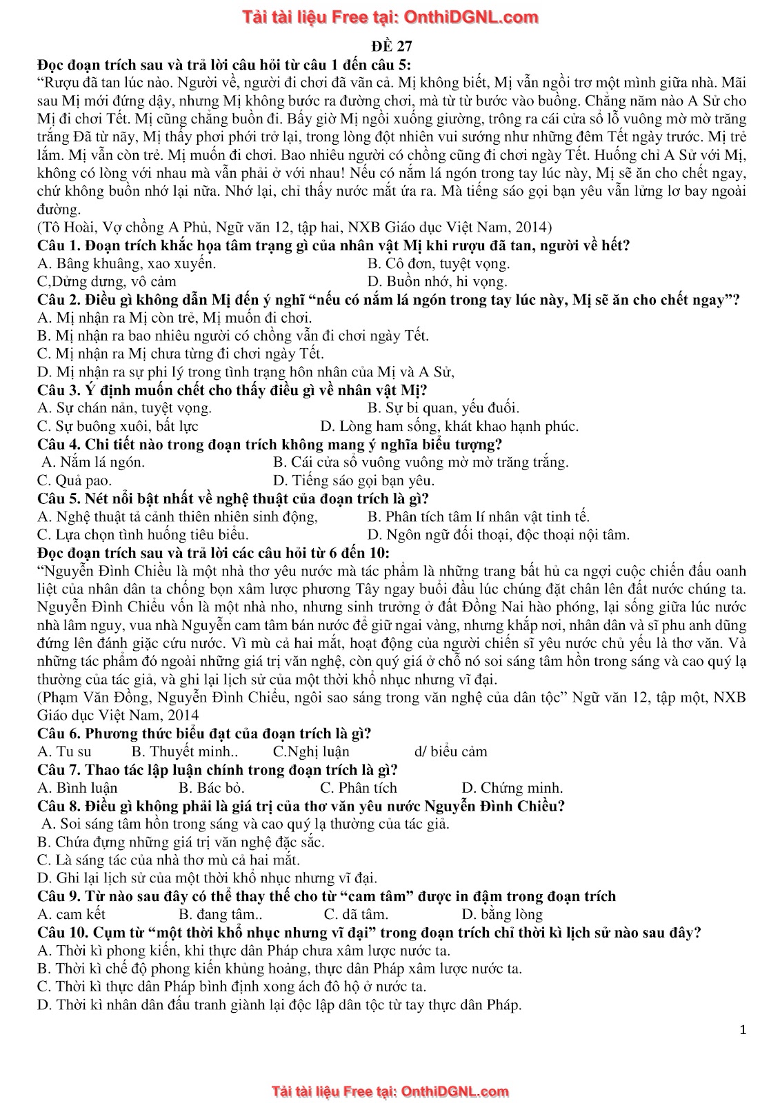 39 Đề ôn HSA - ĐỊnh tính