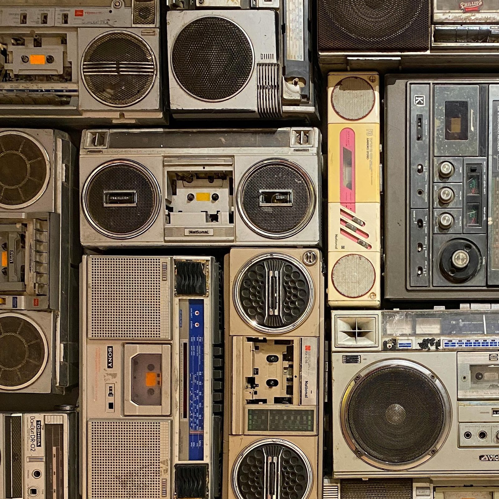 Download Wall Of Vintage Boomboxes 2K iPhone