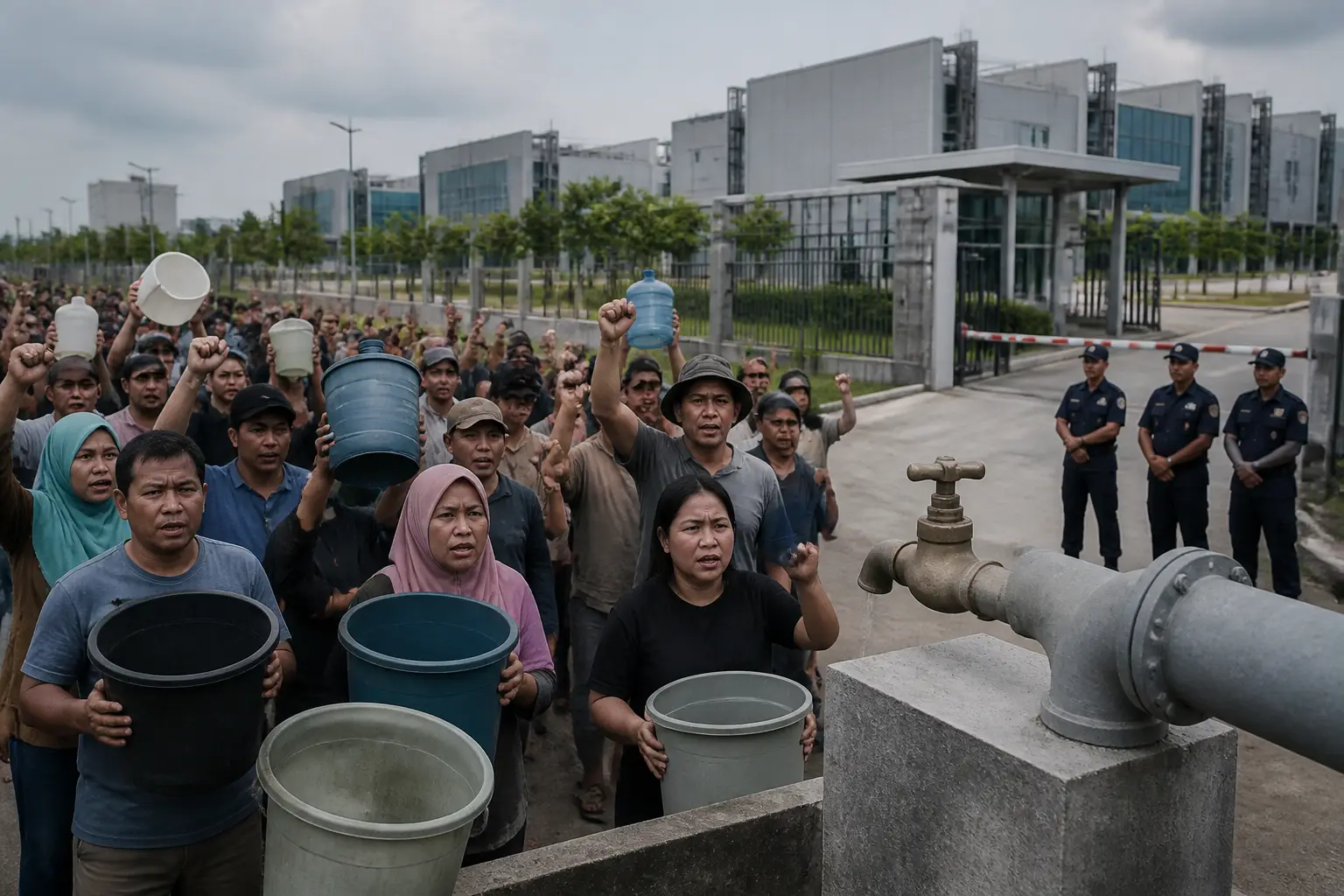 Editorial image for Residents in Batam protest over water shortages linked to data centres