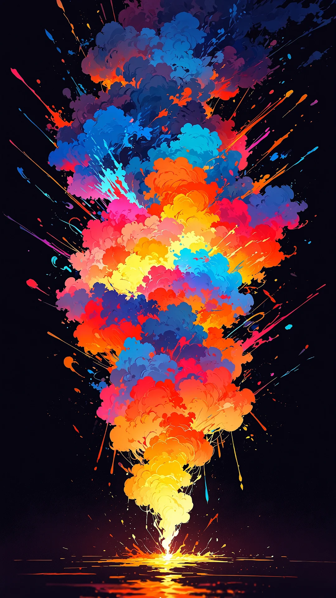 Vibrant Color Explosion Over Dark Water - Free 4K mobile Wallpaper